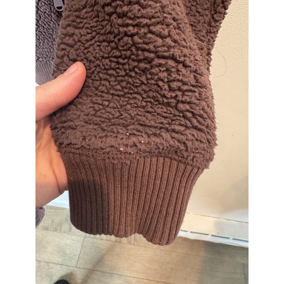 Athleta Jacket Womens Medium Brown Sherpa Fleece Full Zip Cozy Warm Casual - Picture 7 of 8